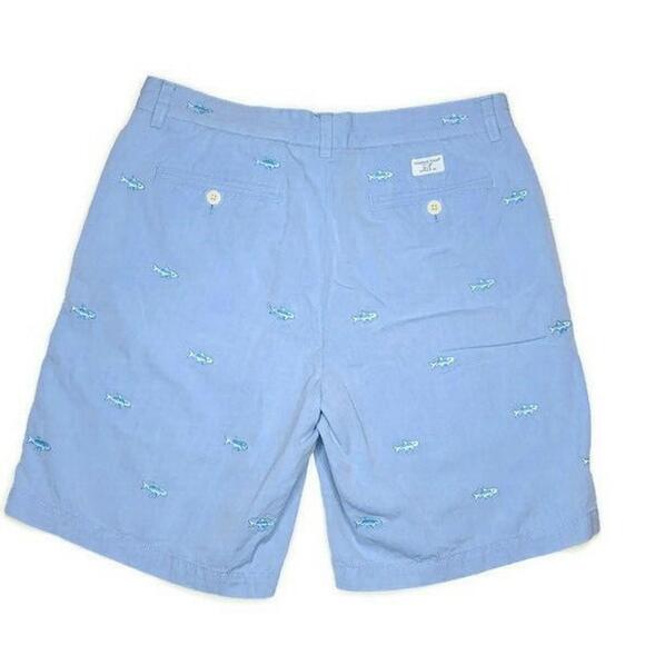 Vineyard Vines Shep & Ian Mens Blue Cotton Flat Front Chino Shorts Fish Size 33 - Picture 2 of 3